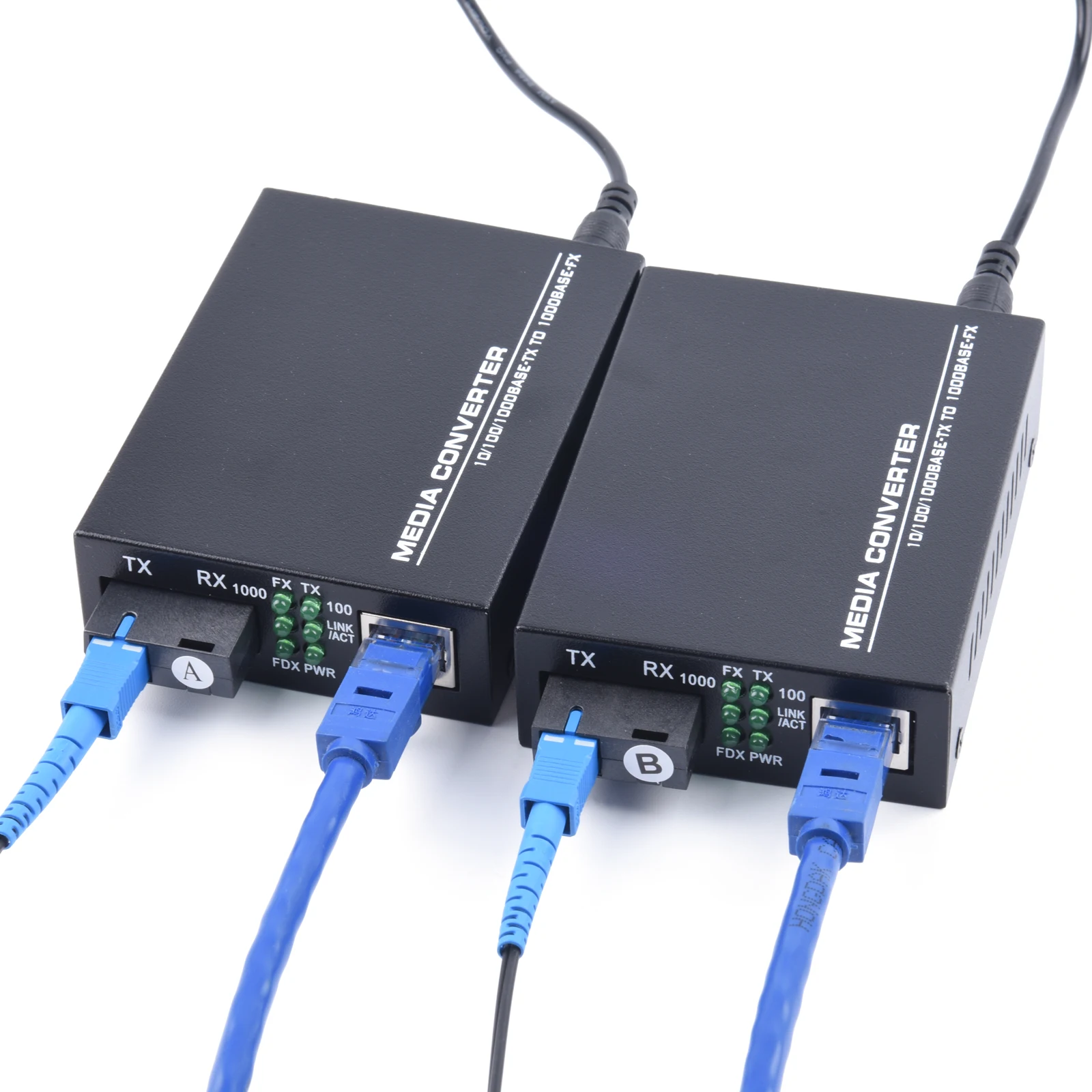 HTB-GS-03 Gigabit Fiber Optical Media Converter 10/100/1000Mbps Single Mode to RJ45 3KM UPC/APC SC-Port US  Power