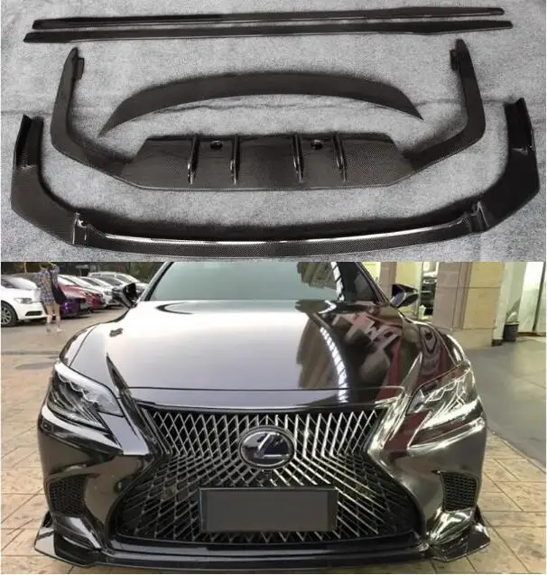 

Комплект кузова из настоящего углеродного волокна для Lexus LS350 LS500H 2017-2022, передний бампер, губа, задний багажник, диффузор, боковая юбка, спойлер