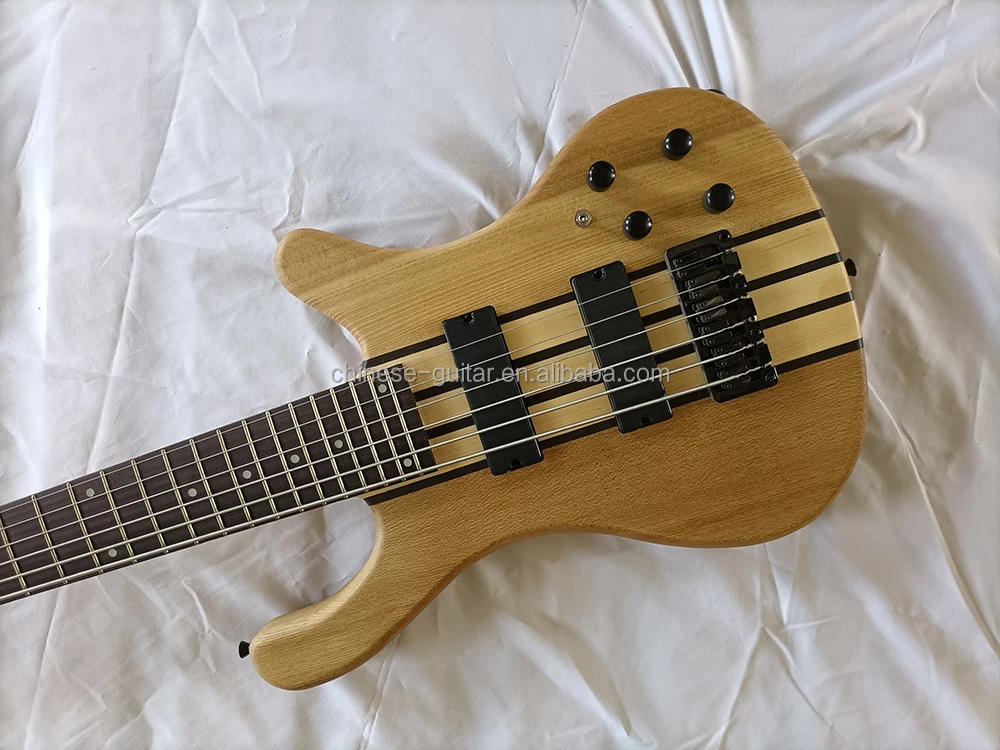 Flyoung 6 Strings Electric Bass Guitar Neck Through Body Bass Elm wood bass