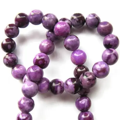 8mm 보라색 차로이트 라운드 보석 스톤 루즈 비즈 15.5" 공예 DIY 쥬얼리 만들기