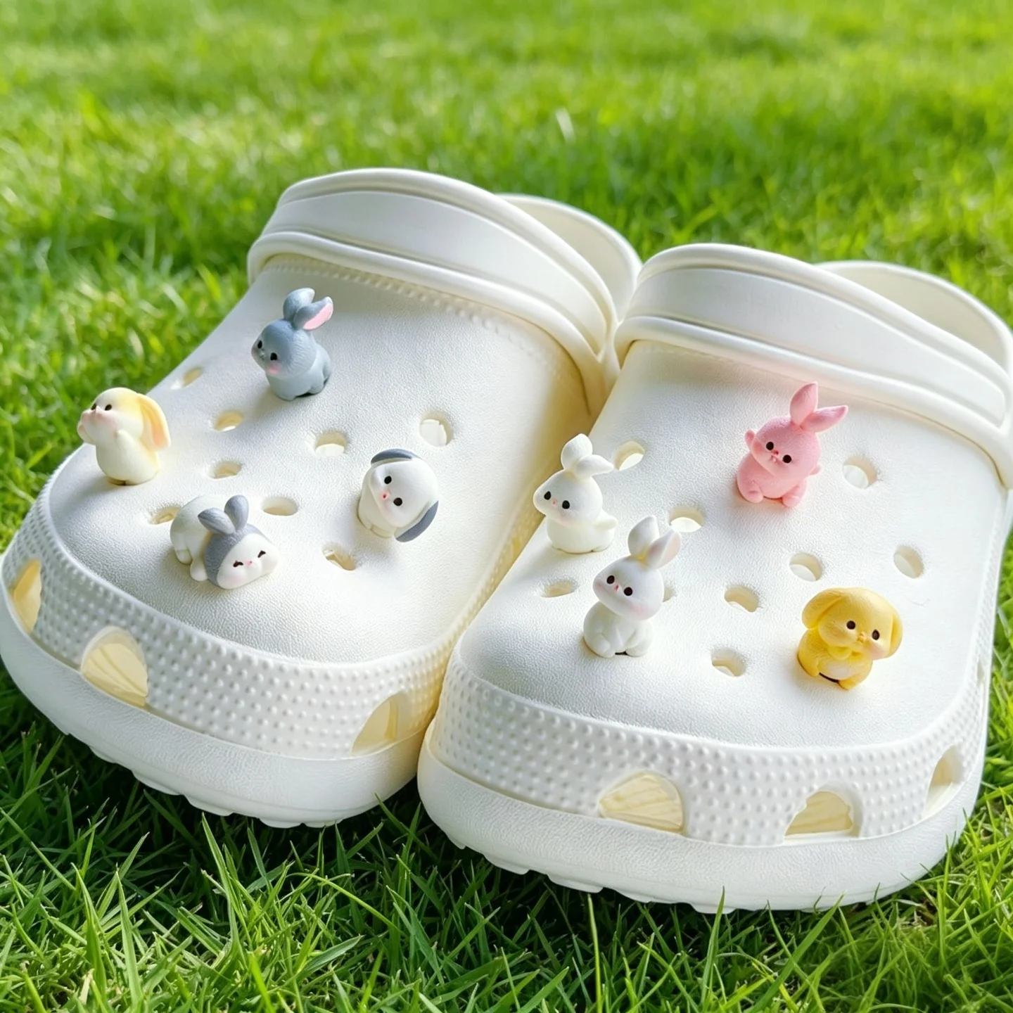 Cute 3D Multicolor Resin Rabbit Bunny Shoe Charms Detachable DIY Ornament Clog Sandal Daily Styling Birthday Party Holiday Gift