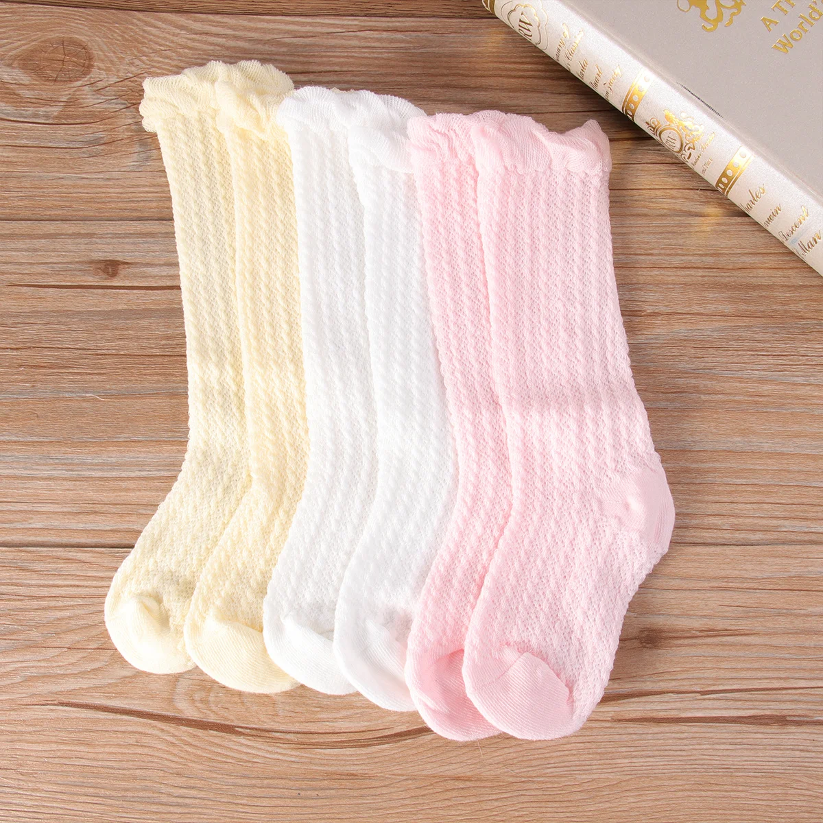 

3Pairs Mosquito Repellent Socks Baby Long Socks Cotton Blend Breathable Lightweight for Summer Outdoor Wear Soft Elastic Cuff