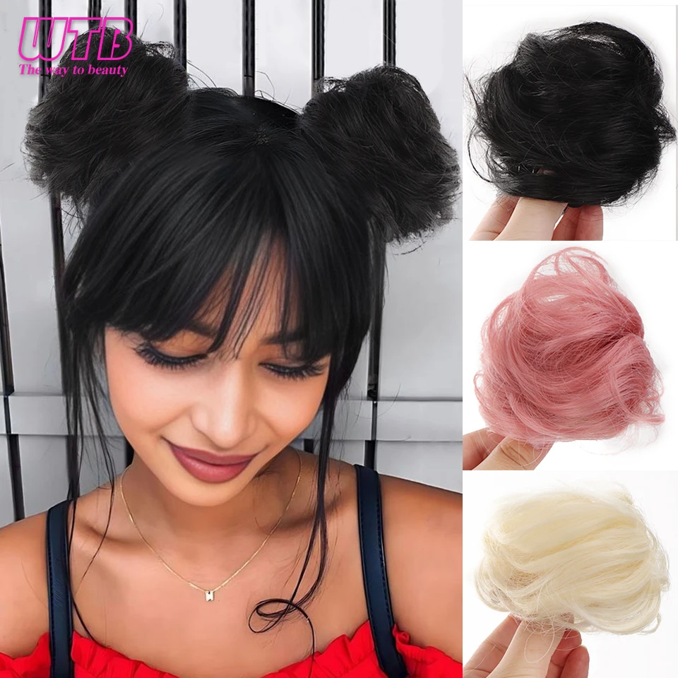 Synthetic Space Bun Mini Claw Clip in Messy Cat Ears Fake Hair Bun Extensions Wig Accessory Donut Updo Hairpieces for Women