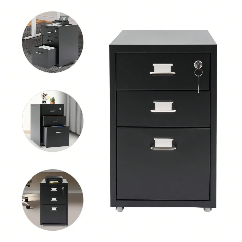 

Tiers Vertical File Cabinet, Metal File Cabinet With Lock Wheels For Files, Documents, Freestanding Filing Cabinet For Office H
