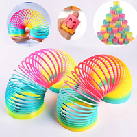 Multi-Size Rainbow Magic Spring Ring Toys - Colorful Flexible Party Favors for Kids Birthday Guest Gifts & Pinata Fun Fillers