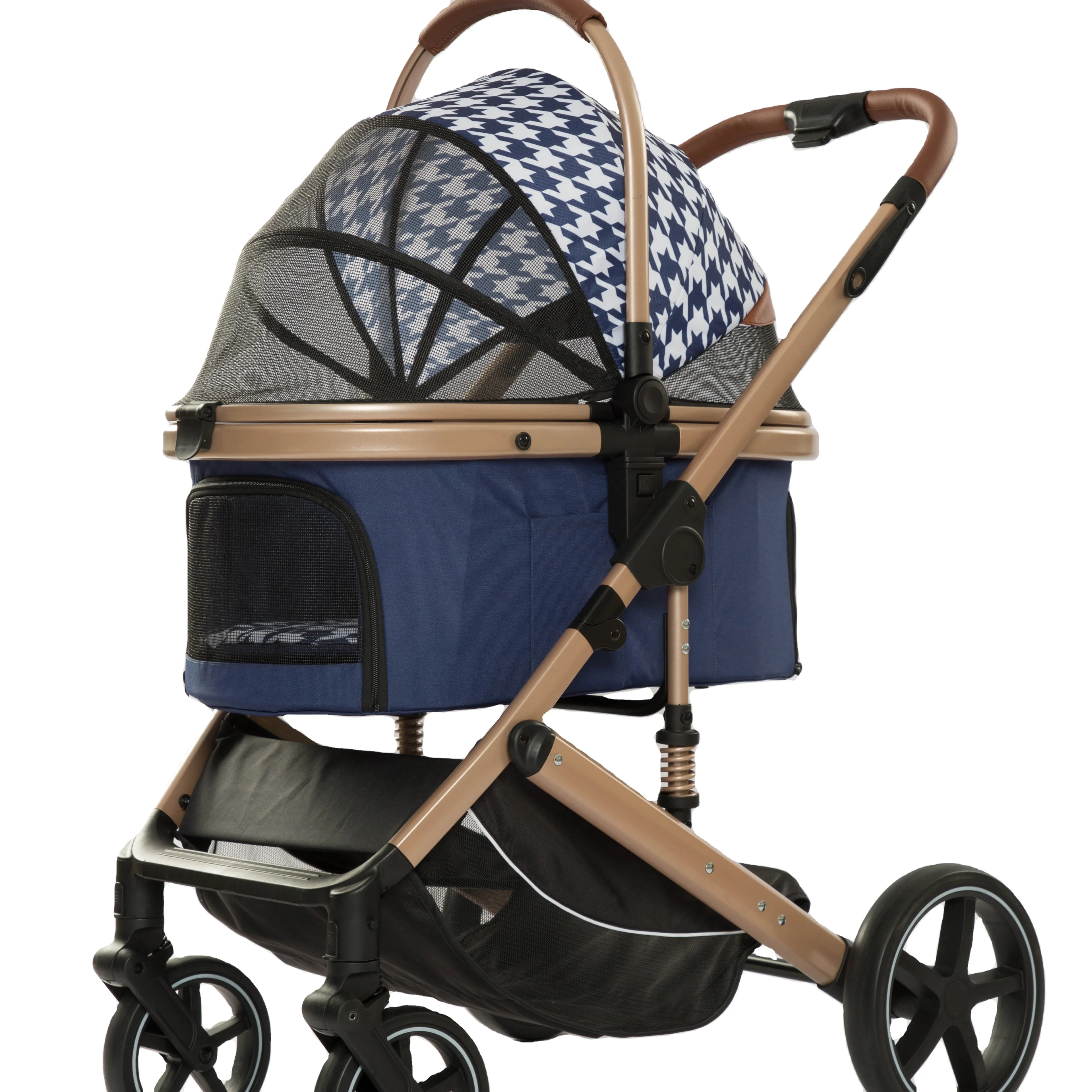 

Hot Selling 2 in 1 Multi-function Detachable Folding Four-wheeled Easy Walk Travel Carrier Carriage Dog Stroller for Large Dogs