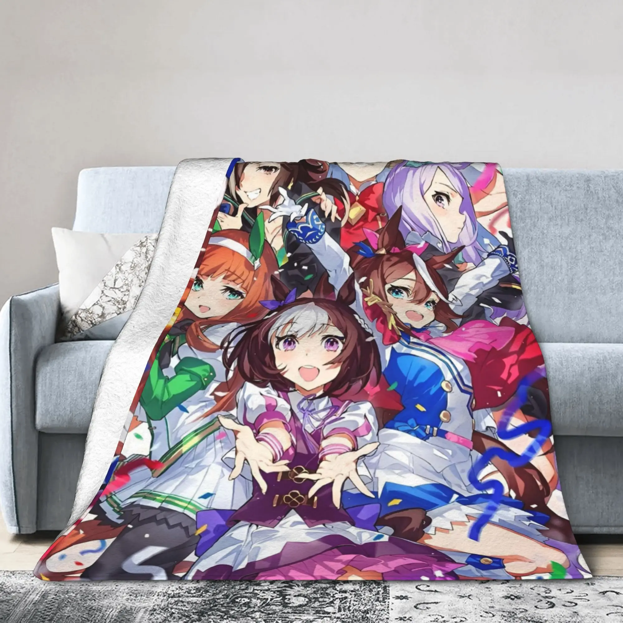 Umamusume Pretty Derby Anime Blanket Fleece Lovely Soft Throw Blankets for Outdoor Travel Bedspread