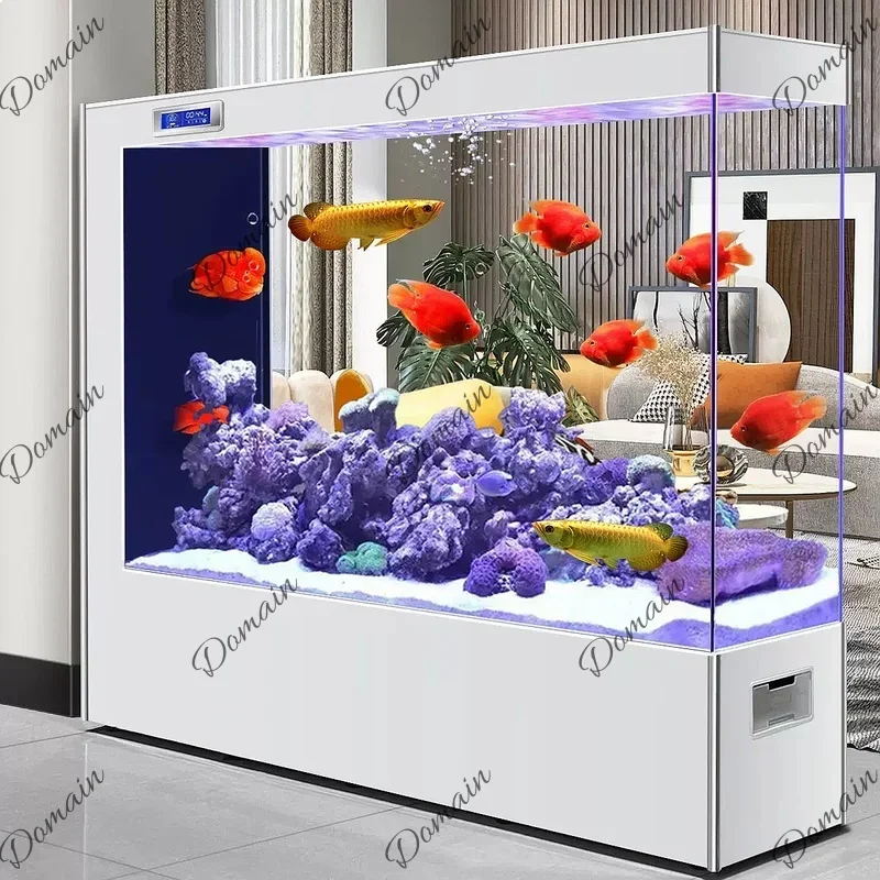 ZL 2026 New Ultra Clear Glass Aquarium Living Room Partition Wall Floor-Standing Eco Fish Tank No Water Change