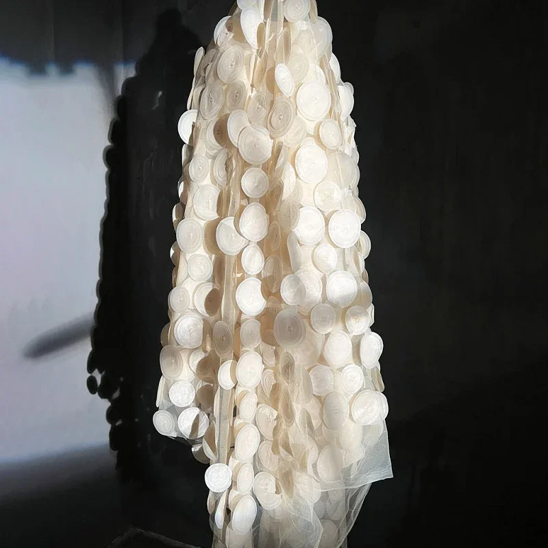 3d多層テクスチャ加工の円形シアーメッシュガーゼ生地、透明レースチュール、diyウェディング卒業式ドレス縫製材料