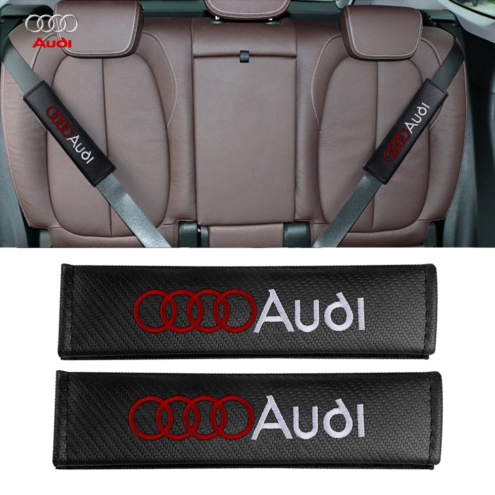 For Audi Sline TT Quattro A6 C6 C5 C7 A5 A4 B6 B7 A3 A8 A2 A1 Q3 Q5 RS S Car Carbon Fiber Seat Belt Cover Shoulder Protector Pad
