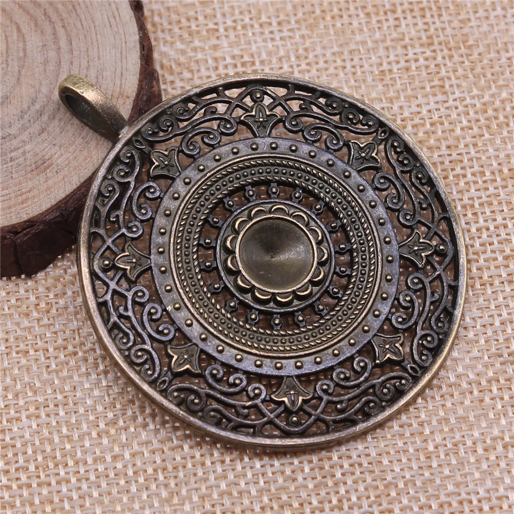 Round Mandala Flower Charm Pendants for DIY Jewelry Making