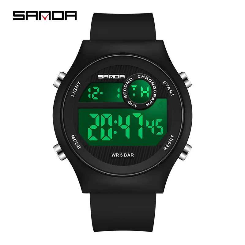 

Classic Waterproof Outdoor Sports Chronograph Men Watch Fashion Unisex Sanda 9013 LED Digital Watch Silicone Strap
