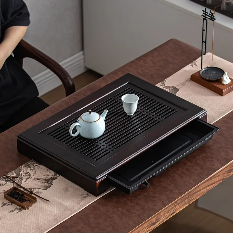 for Bamboo Rectangular Tea Tray Household Simple Solid Wood Tea Set Small Water Storage Mini Tea Table for Making