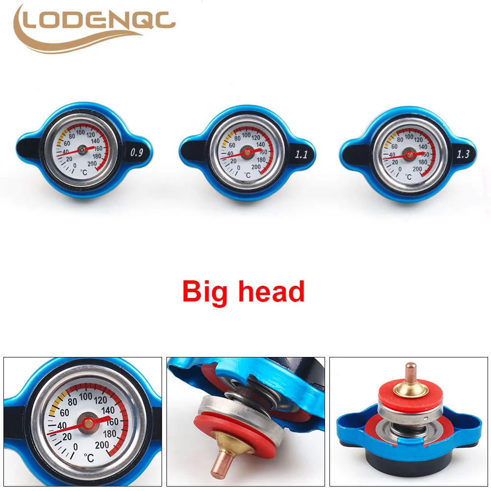 Racing Small Size Thermost Radiator Cap Cover With Water Temp Gauge 0.9 BAR Or 1.1 BAR Or 1.3 BAR Cover Without Logo (Big Head)