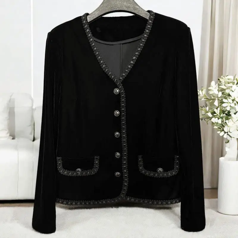 패셔너블 벨벳 자켓 탑 캐주얼 슬림핏 살살 감춰주는 프랑스풍 여성용 아우터