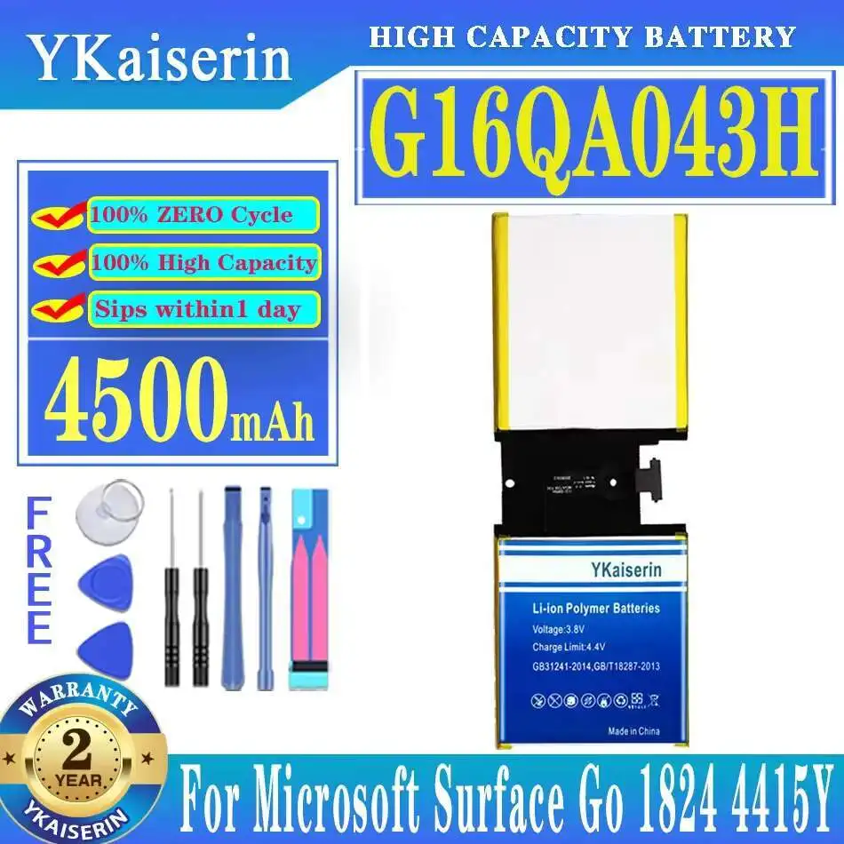 

4500mAh High Capacity Tablet Battery G16QA043H For Microsoft Surface GO 1824 4415Y Tablet