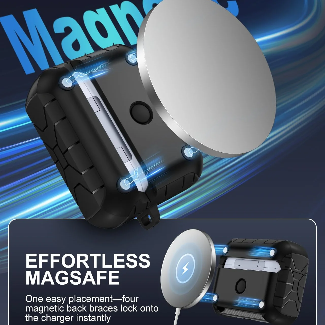 قفل أوتوماتيكي مغناطيسي لأجهزة AirPods Pro 3 متوافق مع Magsafe مع حامل الهاتف وحافظة أدوات التنظيف لأجهزة AirPods Pro 3 Gen