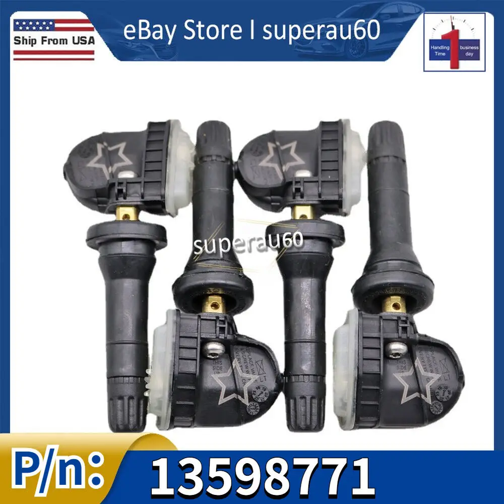 4x NEW TPMS Tire Pressure Monitoring Sensor 13598771 For GM GM Chevy GMC Buick