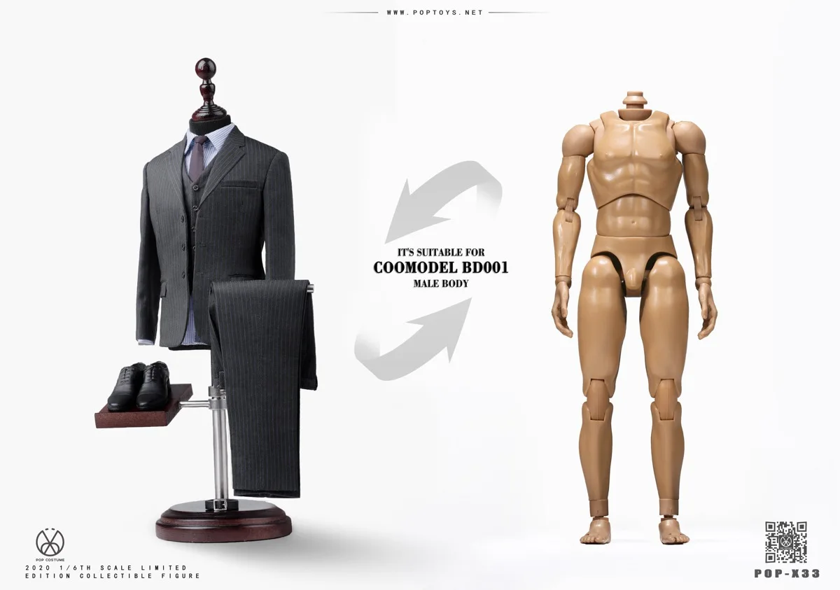 1/6th POPTOYS X33 mężczyzna na co dzień opatrunek garnitur nie ma ciała dla 12 cal BD001 figurki