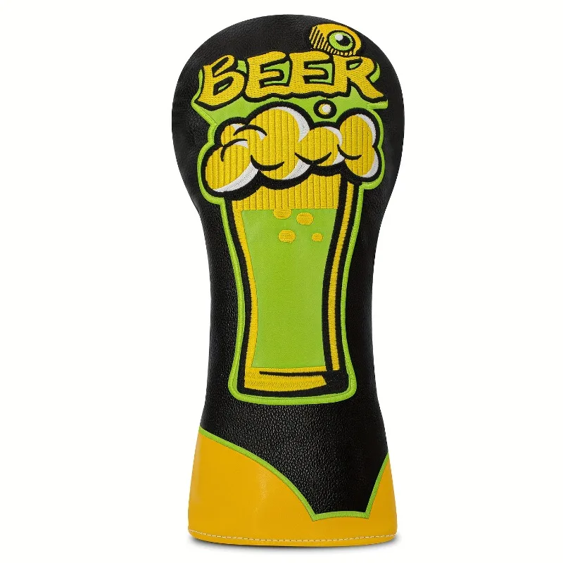 Golf Club Head Cover - Beer Mug Design with Beer Bottle Graphic, Scratch-Resistant Clubhead Protector