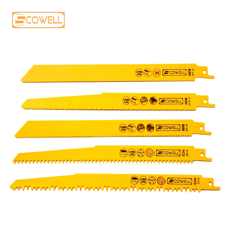 

5 Pack Mixed Bimetallic Demolition Sabre Saw Blades 6" - 9" 10TPI 14TPI 18TPI HCS Reciprocating Saw Blade Prunning Saw Wood Cut