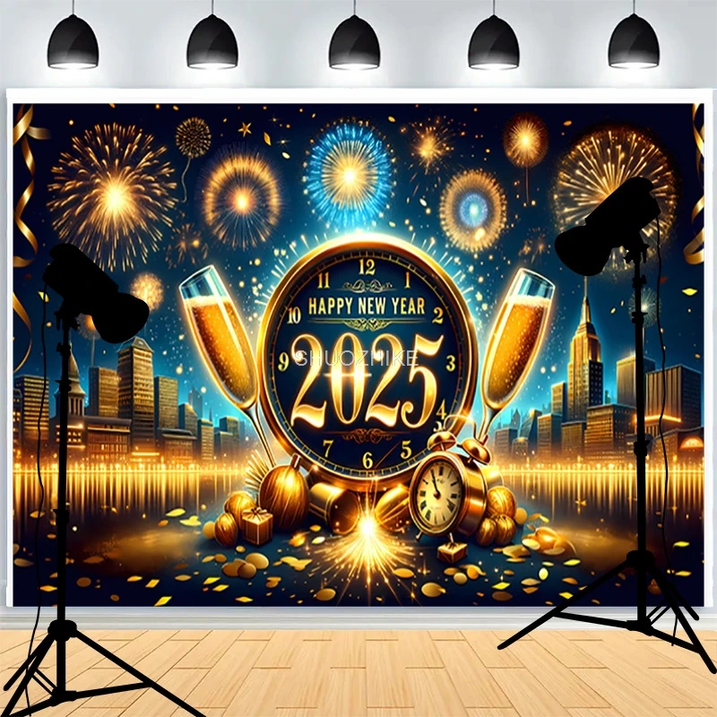 Schwarz Gold Weihnachten Tag Kranz Fotografie Hintergrund Süßigkeiten Wohnzimmer Familie Party Neujahr Urlaub Hintergrund KE-01