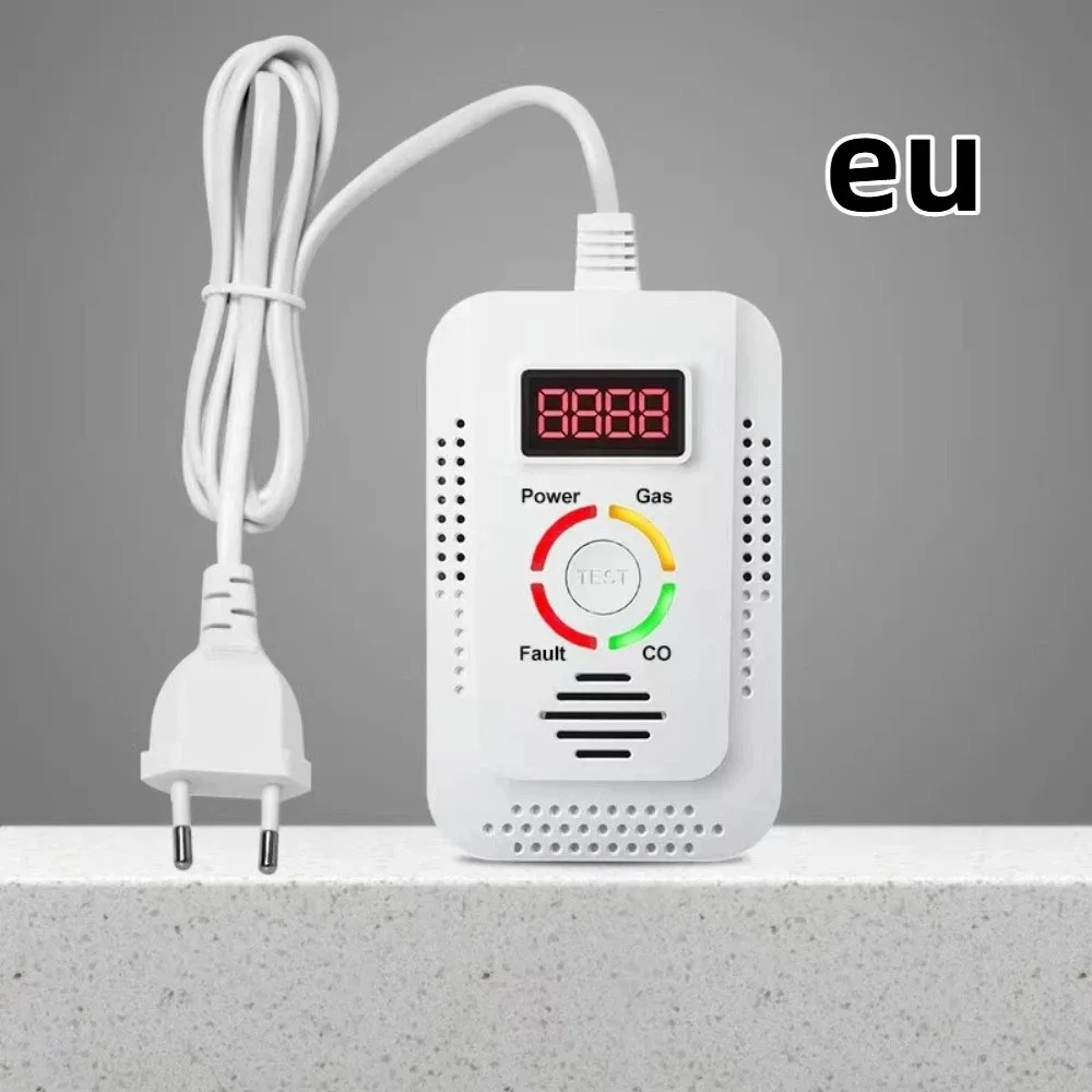 

Environmental Sensors Gas Detection System Temperature Humidity Sensors LCD Display Gas Alarm Sound Warning US EU Plug