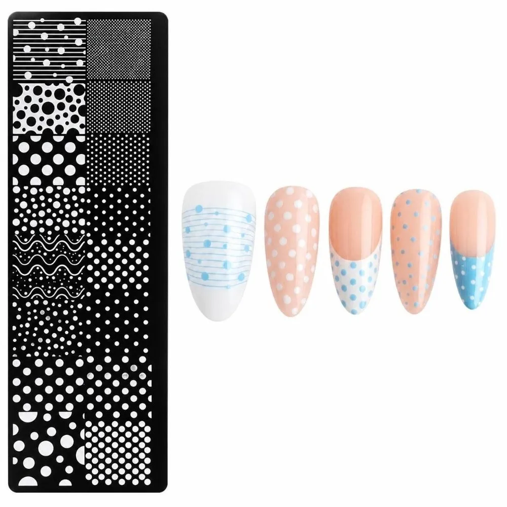 3D Stainless Steel Nail Stamping Plate Polka Dot Star & Stripe Nail Art Template Nail Template Print Tool for Women