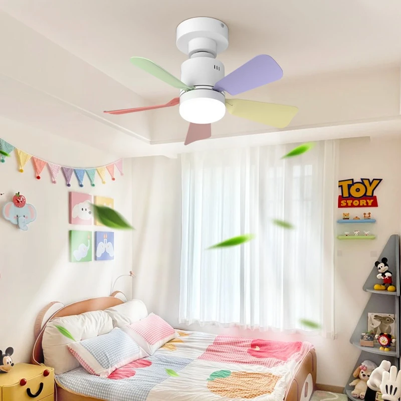 Macaron Simple Designer Ceiling Fan Lights Bulb E27 Small Super Bright Colored LED Fan Lamps Study Office Cafes Parlor Bedroom