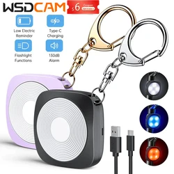 Wsdcam Personal Safety Alarm 130dB Loud Siren Self Defense Alarm Miss Cubie Emergency LED Flashlight USB Charge Security Device