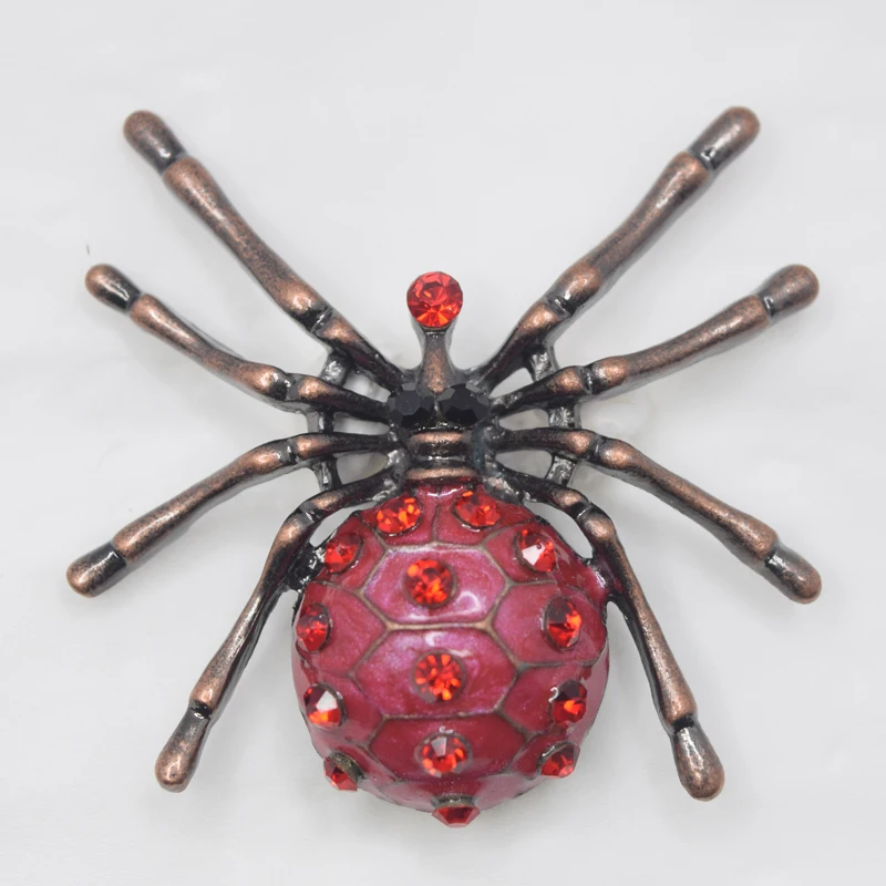 

12 шт./лот, оптовая продажа, модная брошь, эмаль, стразы, булавка-паук, броши C101598