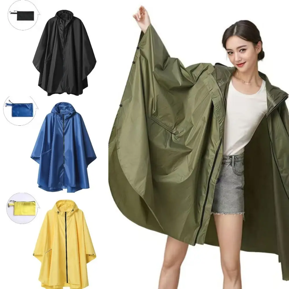 Neuer 3-in-1-Outdoor-Regenmantel mit Kapuze, wasserdichter Regenponcho, großer tragbarer Regenschutz, Wandern, Reisen