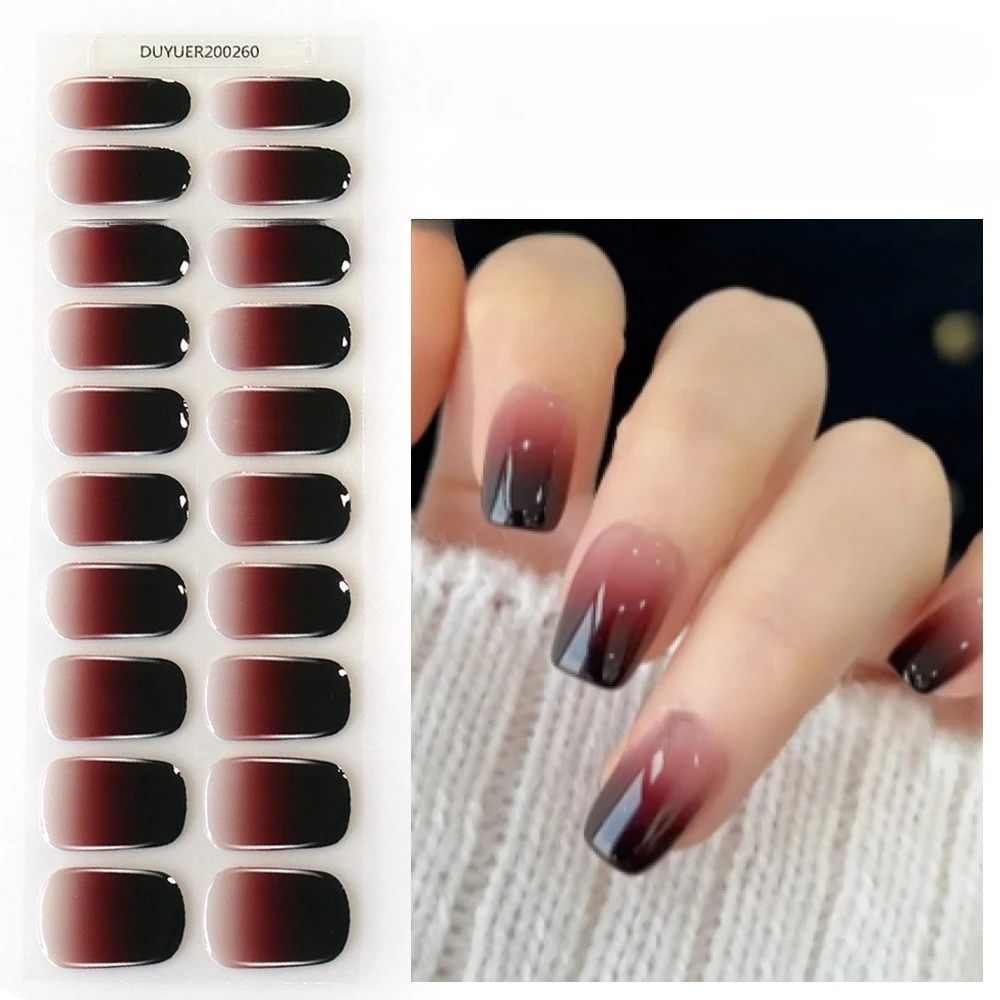 Gradient Auroras Semi Cured Gel Nail Wraps Sparkly Shinning DIY Gel Polish Stickers for Nails Works with UV/LED Nail Lamps