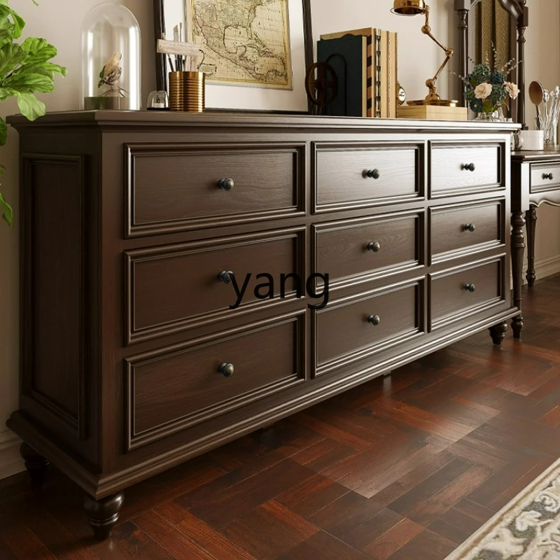 

LTT American Style Solid Wood Nine-Drawer Cabinet Bedroom Bedside Storage Cabinet Living Room Organizer