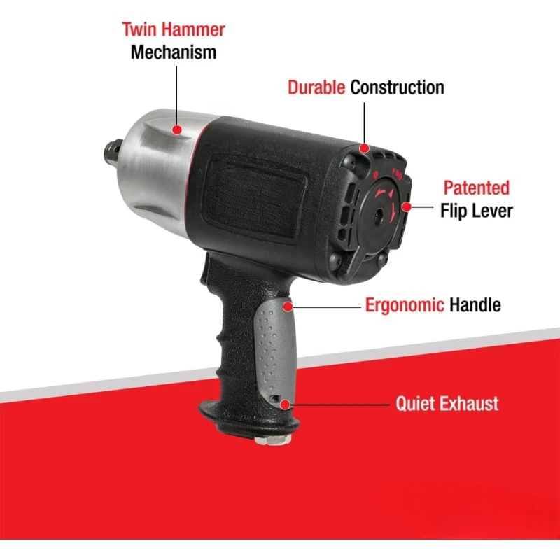 Pneumatic Tools 1600-TH-A: Composite Impact Wrench 1600 ft-lbs of Torque - 3/4-Inch