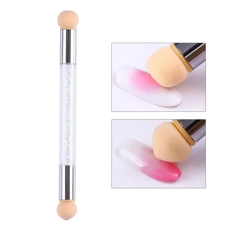 Double-ended Gradient Shading Pen Dotting Brush Sponge Head Rhinestone Handle Nail Art    Painting Tool