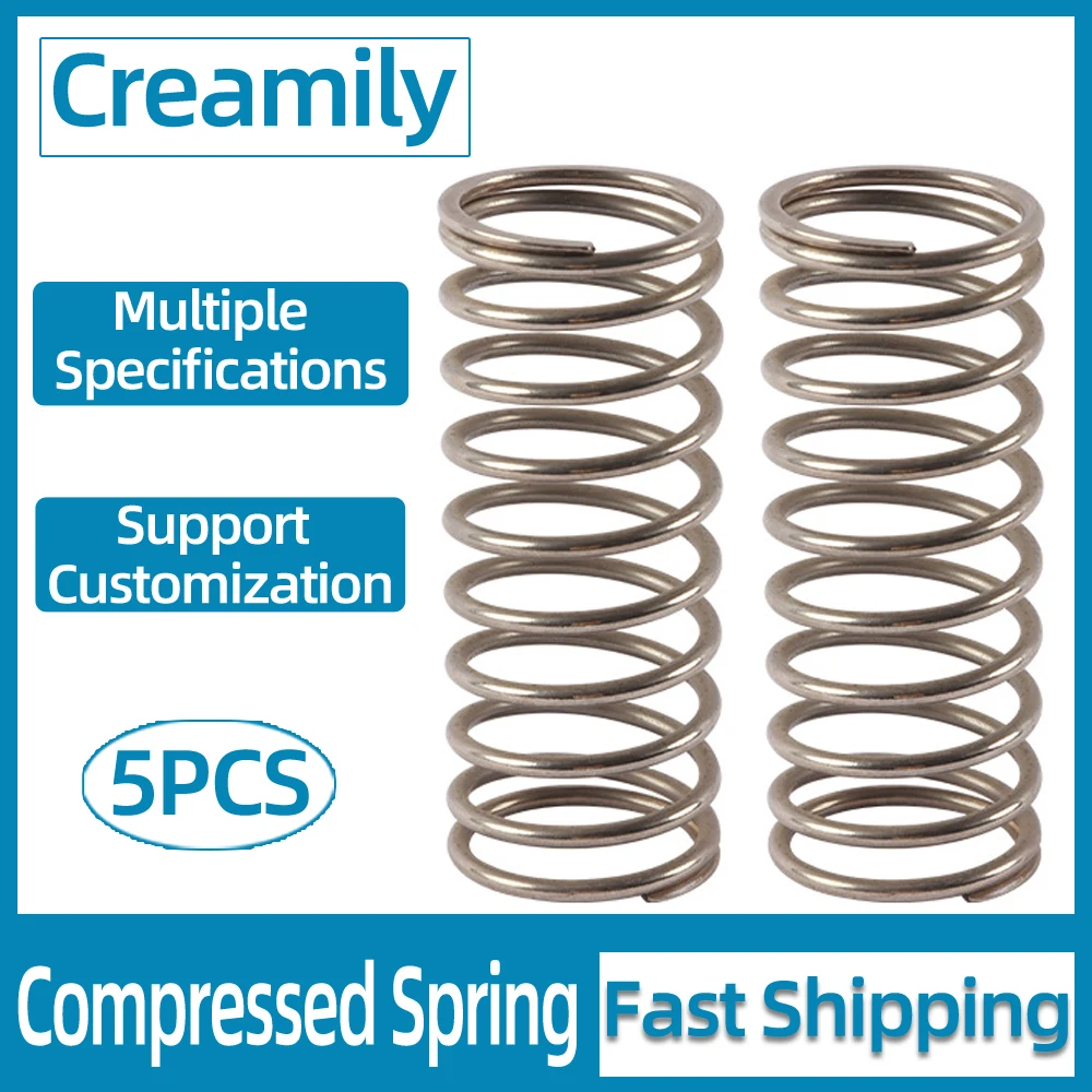 Creamily 5PCS 65Mn Wire Diameter 2.5mm Cylidrical Coil Compression Spring Return Compressed Springs Steel Support Customization