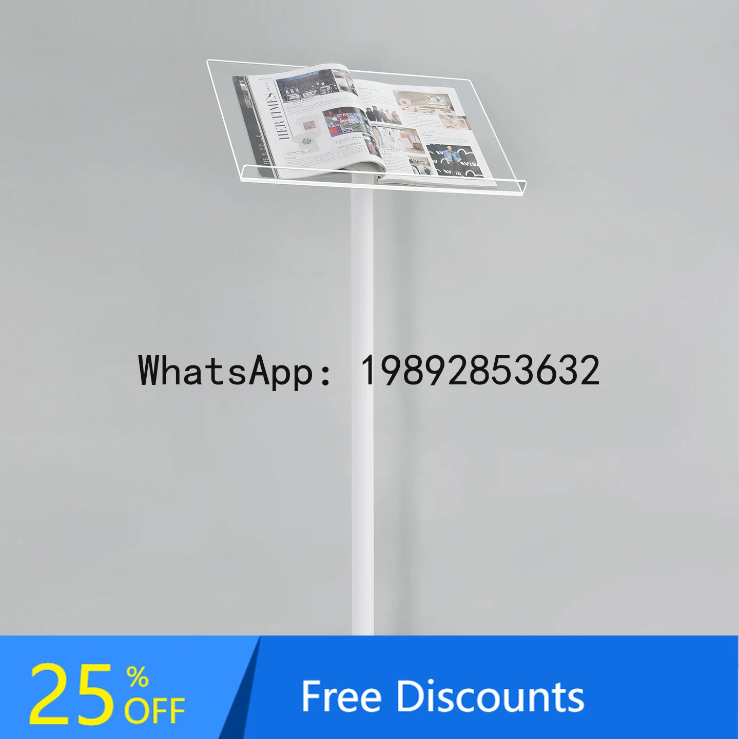 LYY Metal Acrylic Light Luxury Simple Magazine Flip Stand Ornament Magazine Large Book Album Floor Display Reading Stand