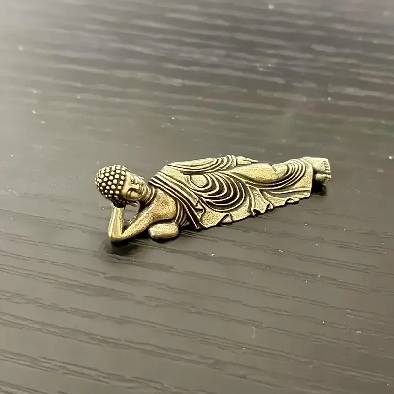

Vintage Brass Sleeping Buddha Figurine Handcrafted Collectible Home Decor Ornament Hangings