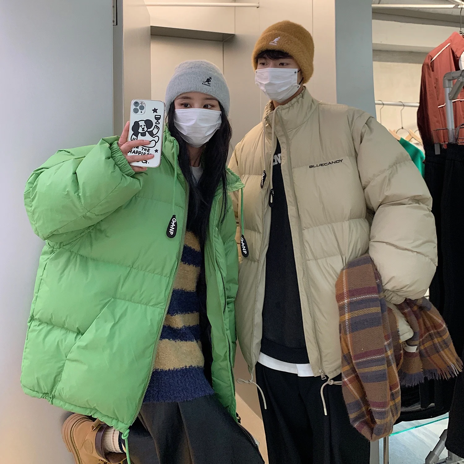 

ex Thiened down Cotton Jaet Winter Warm Bread Sle Coat Detachable Two-Way Wear Couple Cold Proof Trendy Cotton Padded