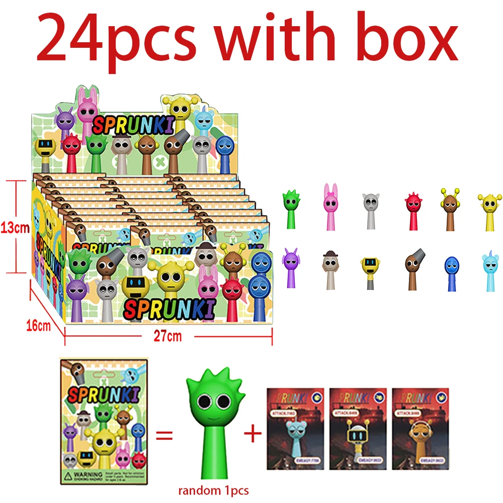 24pcs Sprunki Figure Blind box Set Cartoon Hot Games Collectible Doll Toy PVC Figure Doll Ornaments Kids Christmas Birthday Gift