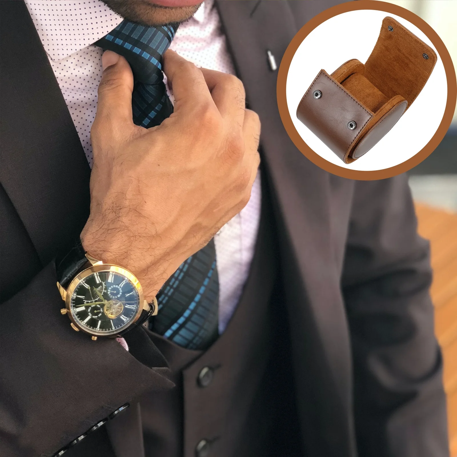 

Single Watch Storage Box Compact Lightweight PU Surface Protective Case for Watches Organizer Holder Jewelry Travel Storage