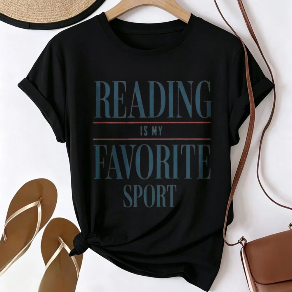 Reading Is My Favorite Sport Graphic T Shirt Vintage Book Lover Quote Print Bibliophile Reader Casual Short Sleeve Tee Bookworm