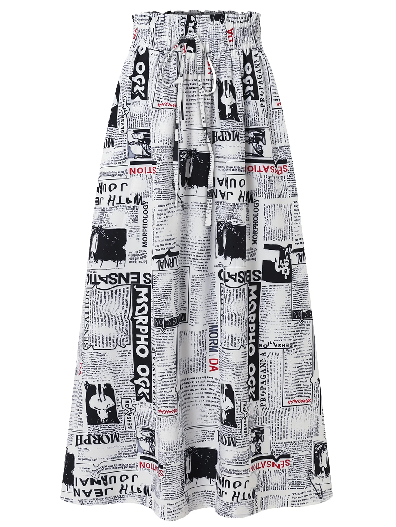 

Женская длинная юбка макси с газетным принтом и винтажным узором, на резинке, идеально подходит для уличной моды
