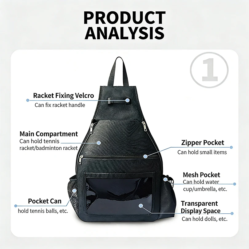 Tennis Racket Backpack Crossbody Gym Bag Holds 2 Rackets Badminton Large Capacity Sport Bag Waterproof Multifunction Racket Bag