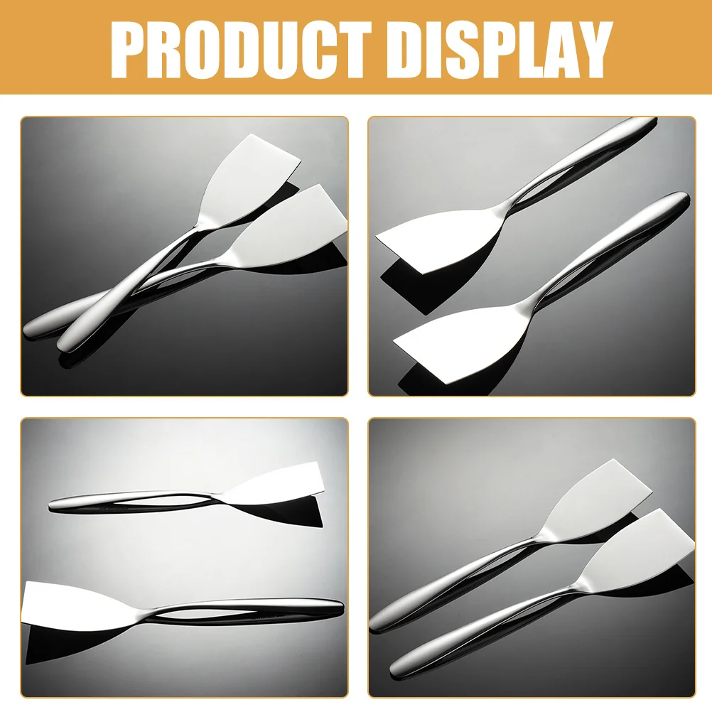

2pcs Stainless Steel Spatula 304 Metal Cooking Shovel For Kitchen Restaurant Steak Frying Turner Flipper Portable Nonstick Tool