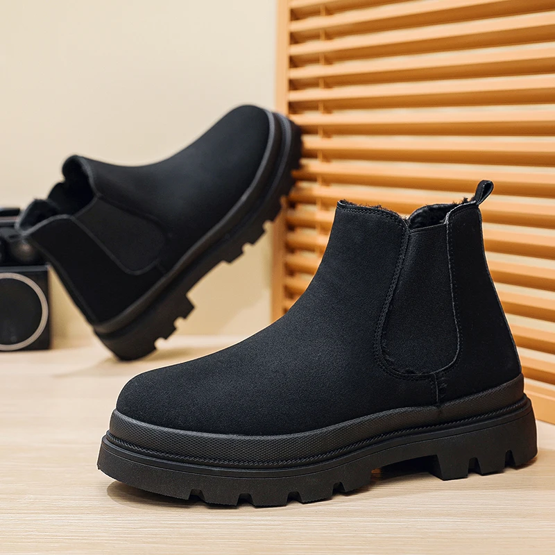 Inverno ao ar livre casual caminhadas botas retro moda botas de trabalho botas de tornozelo de fundo grosso anti-deslizamento 2026 botas de couro masculino