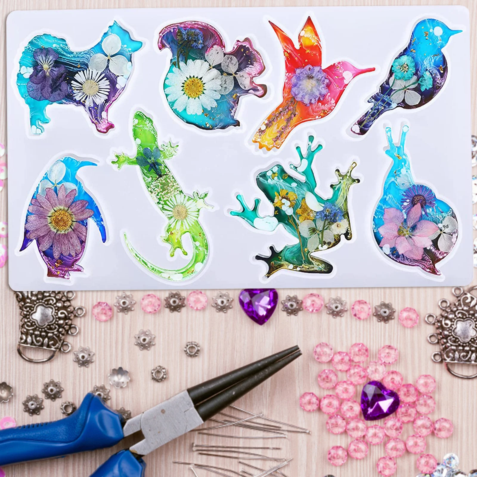 

2Pcs Animal Silicone Mold DIY Flexible Durable Easy Release for Epoxy Resin Craft Supplies DIY Animal Silicone Mold