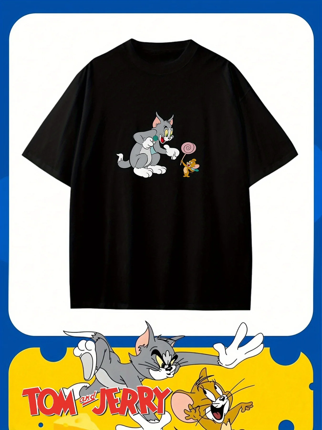 

Том и Джерри Графический принт Лето Осень Зима Хлопковые мужские и женские футболки с короткими рукавами Роскошный бренд для занятий спортом на открытом воздухе