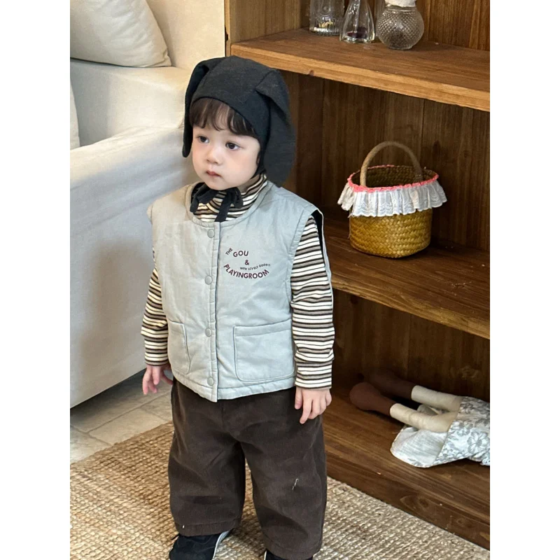 

New Arrival Children Clothing2025Autumn and Winter Baby Vest Children's Clothing Boys Thickened Set